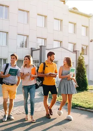 Students walking together on campus